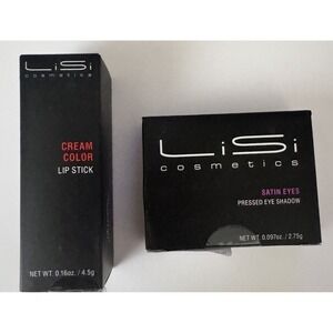 Lisi Cosmetics Lipstick 011 Nightingale + Satin Eyes Shadow 010 Larkspur NIB